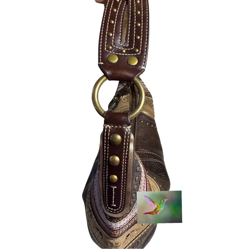 Coach Soho LRG Rivet Whipstitch Leather Hobo Bag Brown Boho Shoulder Purse 10478 - Picture 6 of 17